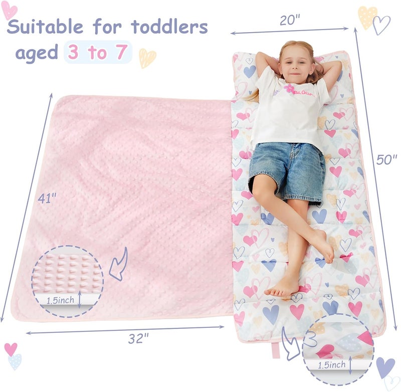 softan Toddler Nap Mat with Pillow and Blanket, Extra Large Rolled Napping Mats,Toddler Sleeping Bag for Daycare,Kids Sleeping Bags for Sleepover,Toddler Sleeping Bag Camping - Image 3